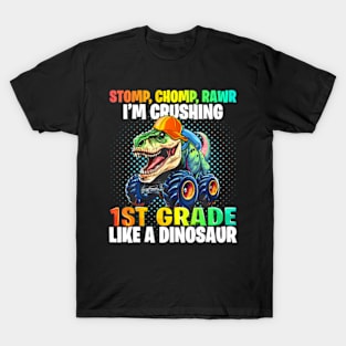 1St Grade Dinosaur Monster Truck Back To School First Day T-Shirt